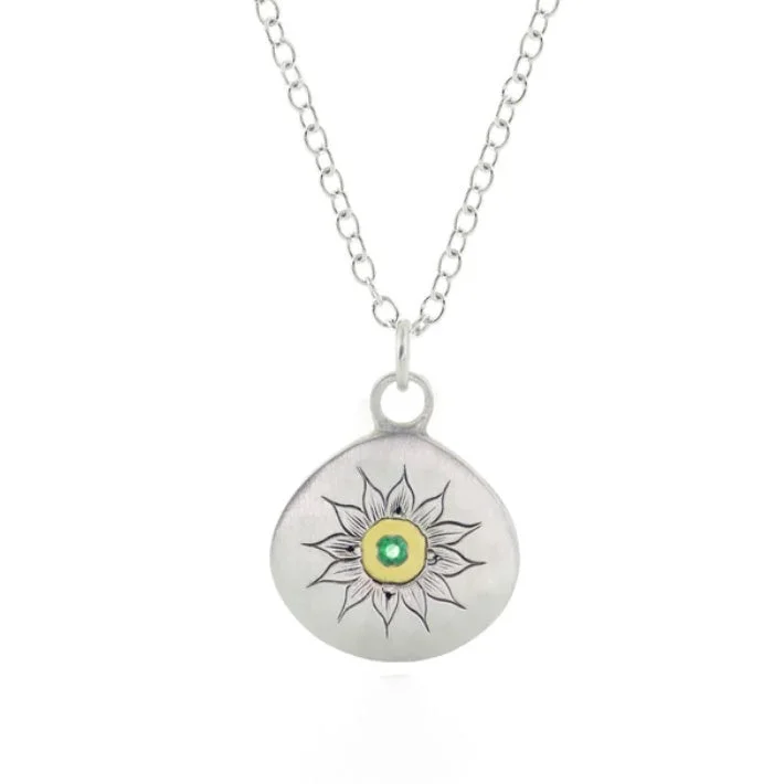 Tidal wave necklaces-Soleil Emerald Charm Necklace