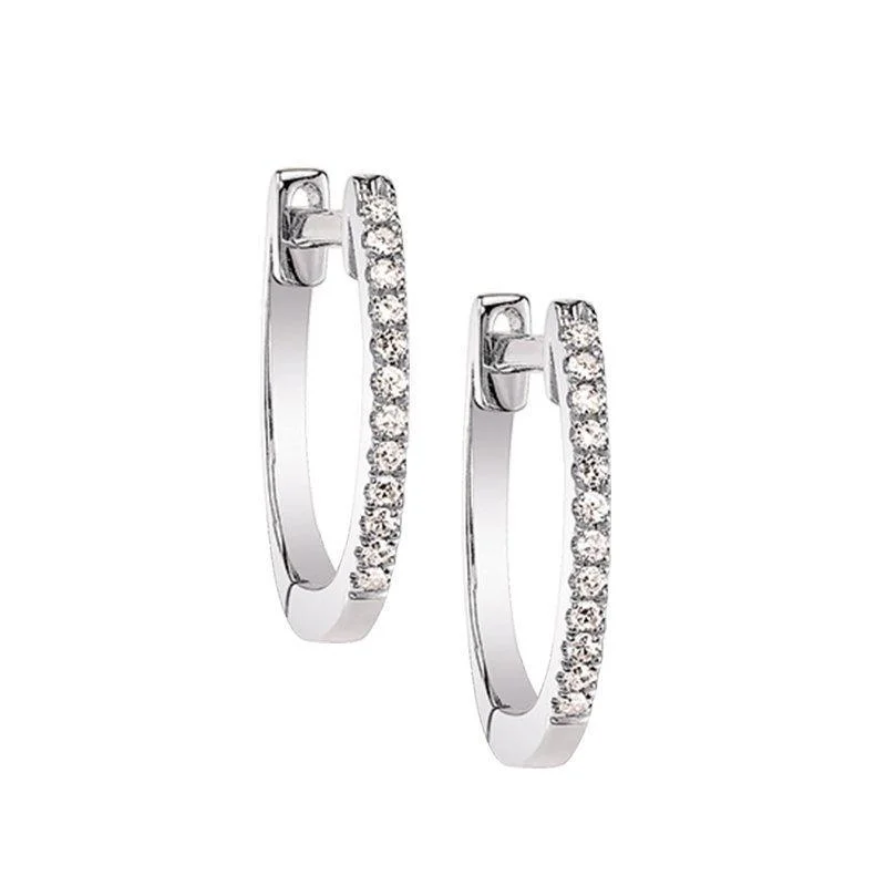 Ethnic bead earrings-Ethnic bead earrings-Classic Hoop Diamond Earrings White Gold