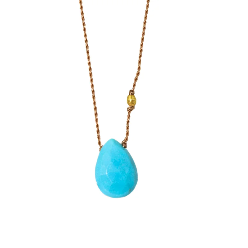 Daisy motif necklaces-Turquoise Drop Necklace