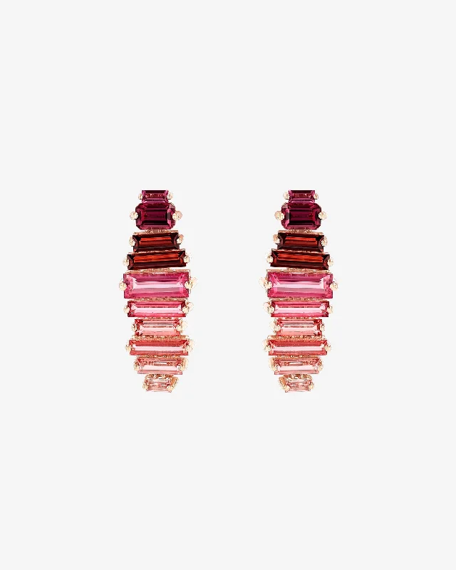 Simple bar earrings-Simple bar earrings-Amalfi Horizontal Red Ombre Drop Earrings