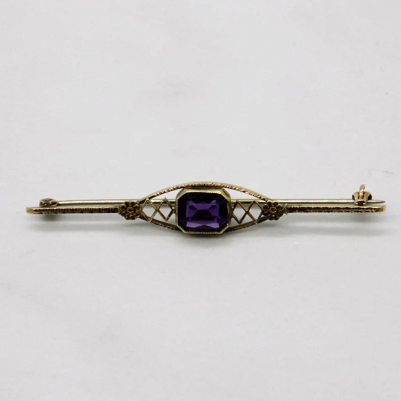 Simple pin brooches-Purple Glass Brooch | 1.60ct |