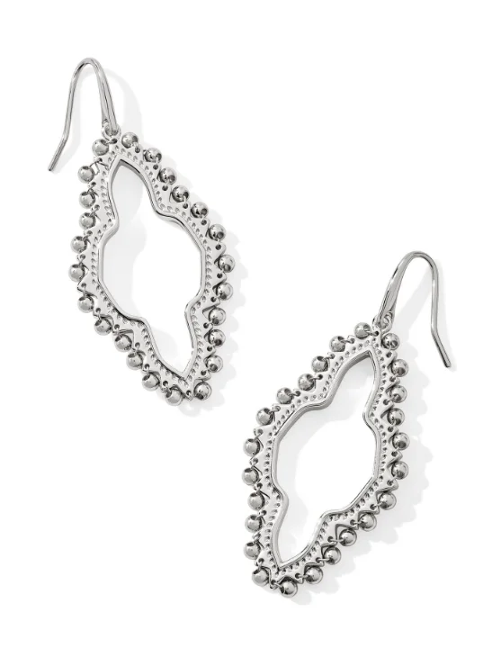 Hexagonal dangle earrings-Hexagonal dangle earrings-Abbie Silver Beaded Open Frame Earrings by Kendra Scott