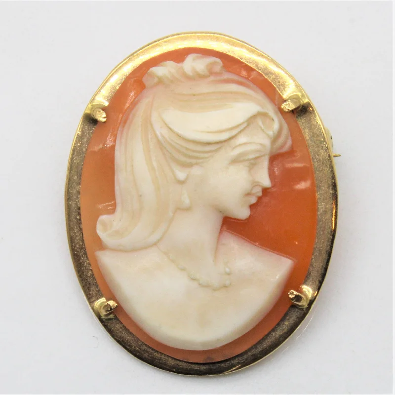 Protective eye brooches-Shell Cameo Brooch |