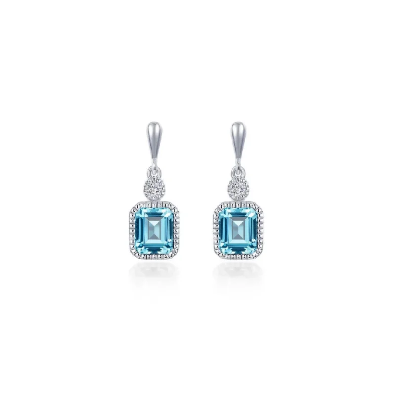 Persian tile earrings-Persian tile earrings-SS/PT 1.82cttw Simulated Diamond & Simulated Aquamarine Earrings