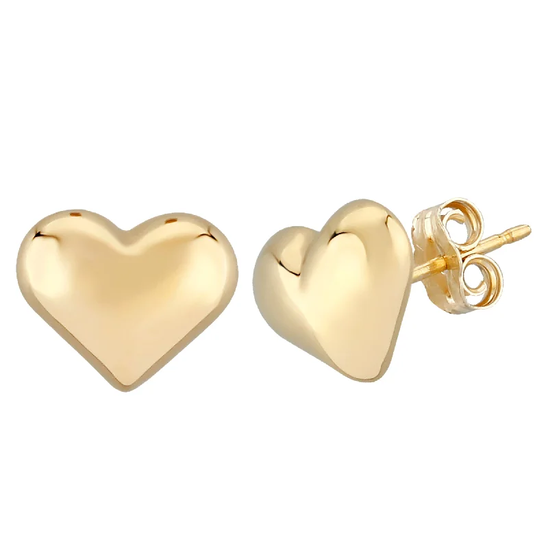 Freeform design earrings-Freeform design earrings-14K Yellow Gold Puffed Heart Stud Earrings