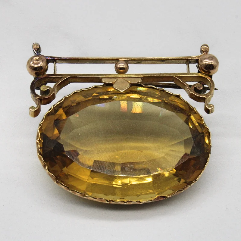 Ethnic motif brooches-Large Citrine Brooch | 65.40ct |