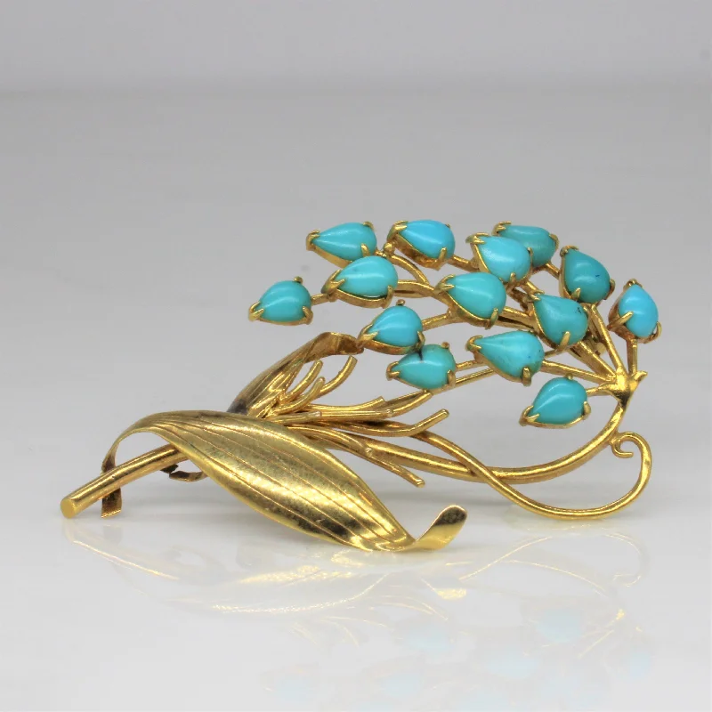 Tidal wave brooches-Ornate Turquoise Brooch | 2.50ctw |