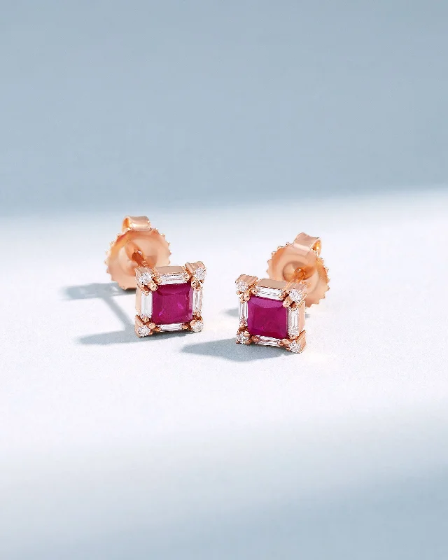 Gem-wrapped earrings-Gem-wrapped earrings-Princess Midi Ruby Studs