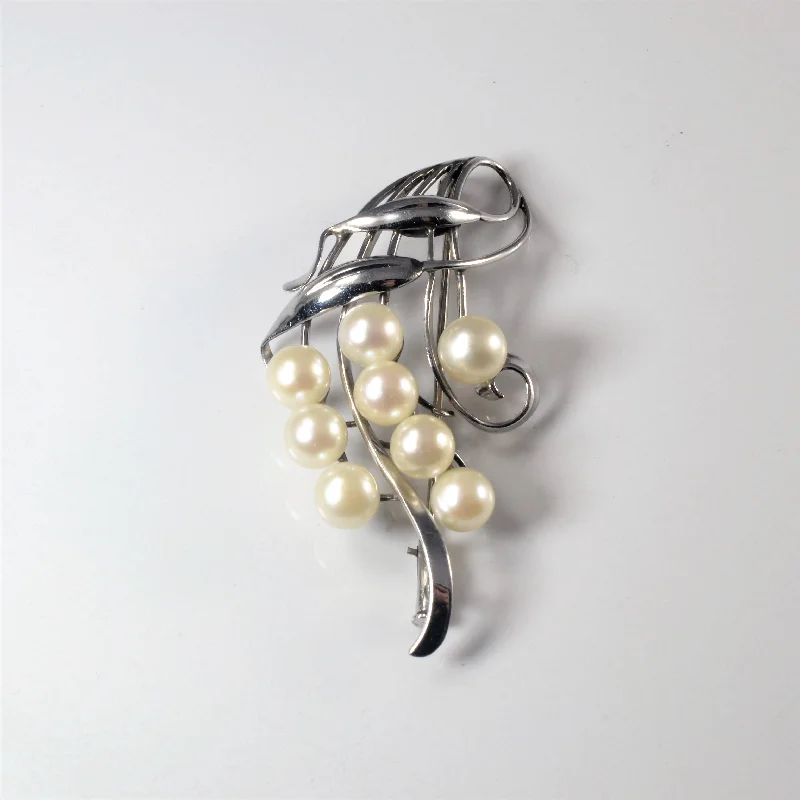 Aquamarine brooches-White Gold Pearl Cluster Brooch |