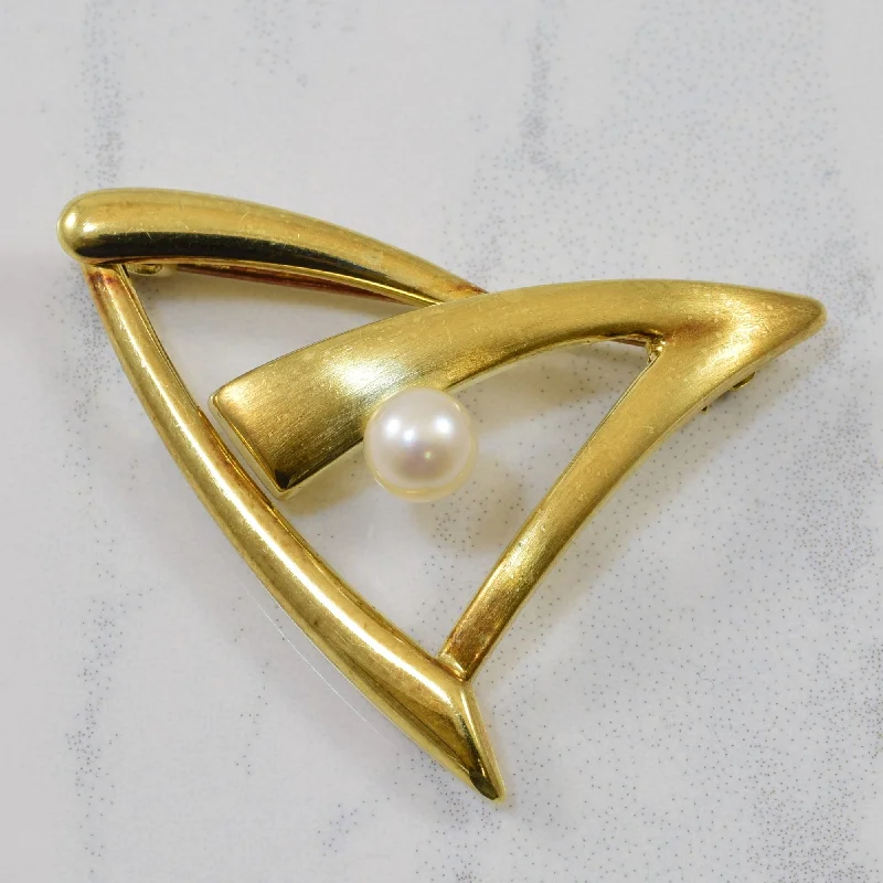 Celtic knot brooches-Abstract Pearl Triangle Brooch | 0.90ct |