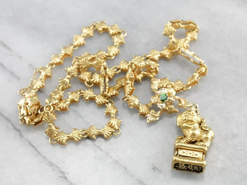 Stretchy cord necklaces-Fine Gold Chinese Foo Dog Necklace