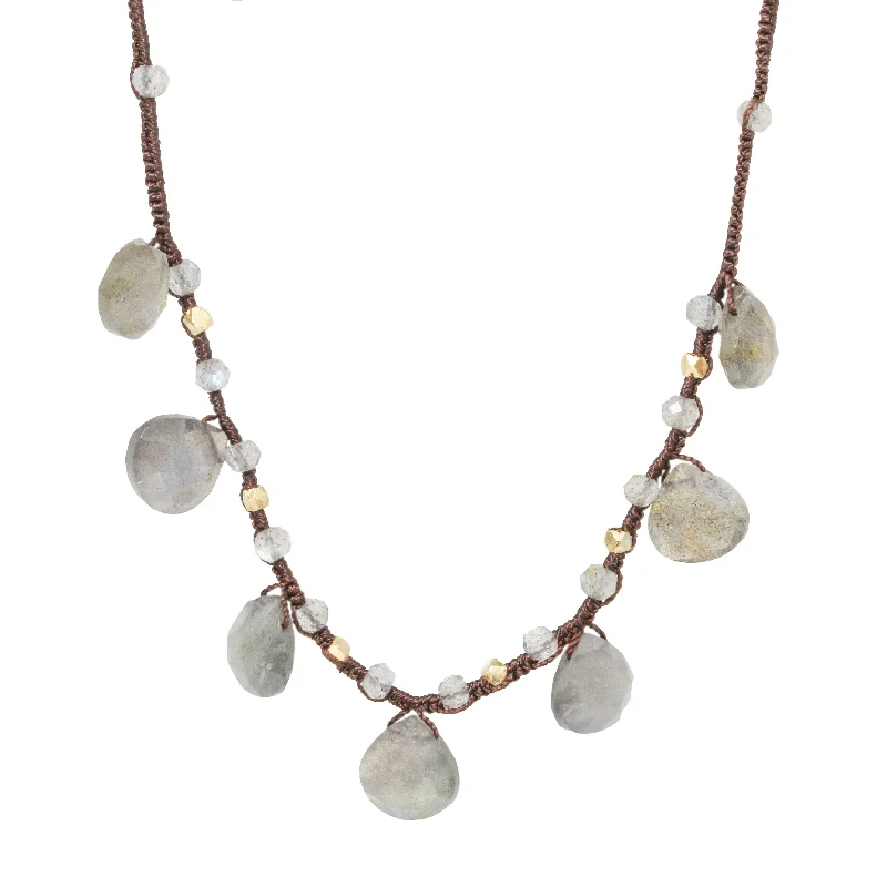 Keepsake locket necklaces-Multi Labradorite Drop Necklace