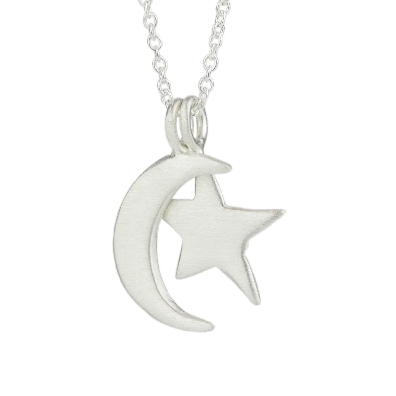 Peace sign necklaces-Moon + Star Necklace