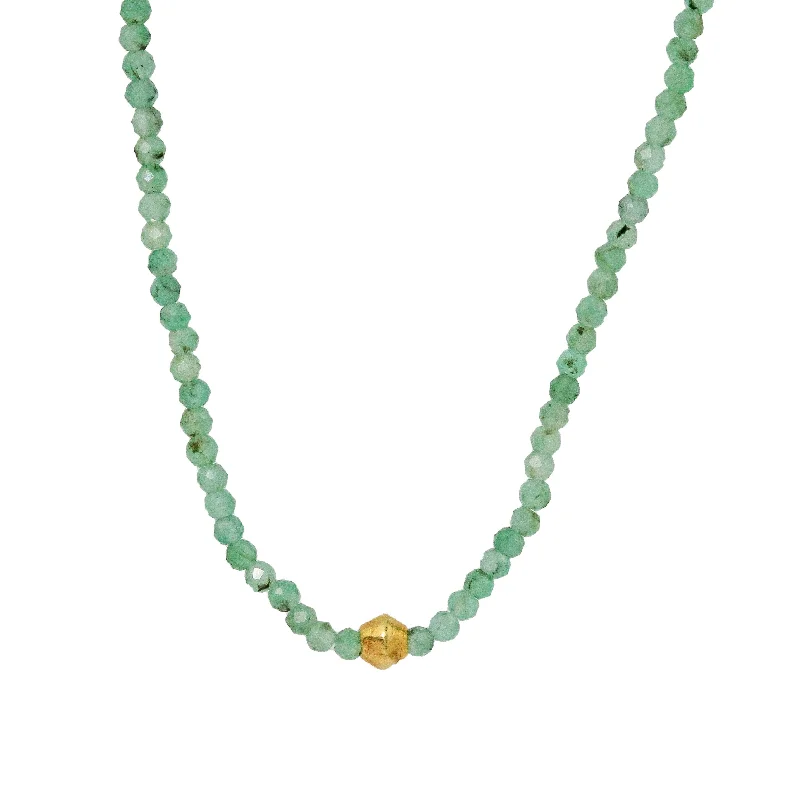 Monogram initial necklaces-Emerald + 18k Bead Necklace