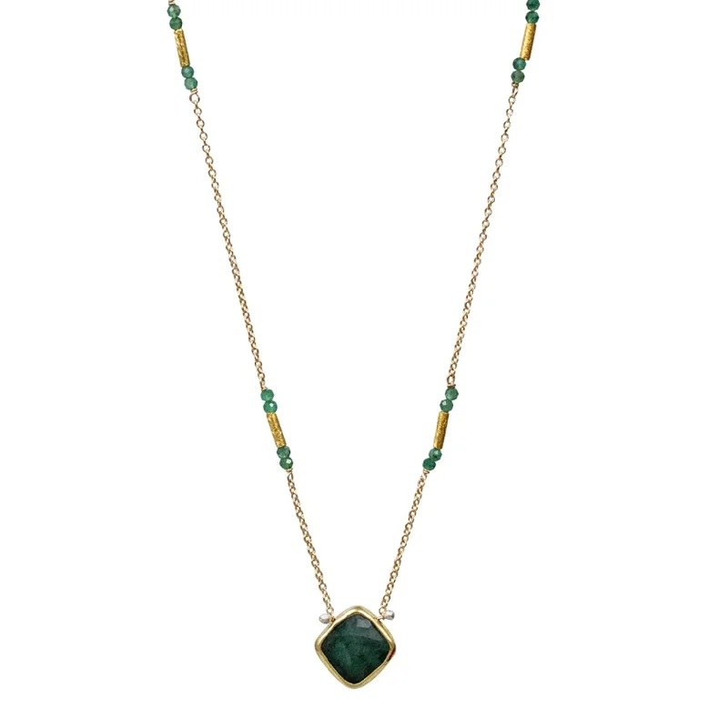 Carved wood necklaces-Mia Emerald Necklace