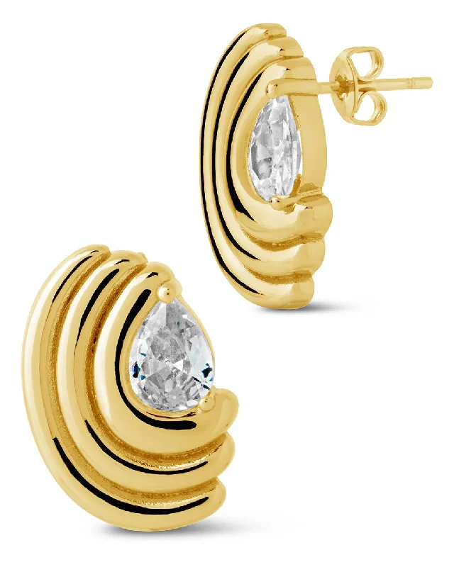 Zigzag design earrings-Zigzag design earrings-Kouign Amann CZ Stud Earrings