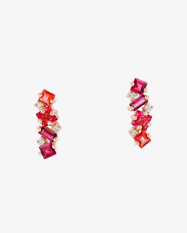 Tiered dangle earrings-Tiered dangle earrings-Nadima Red Ombre Bar Studs