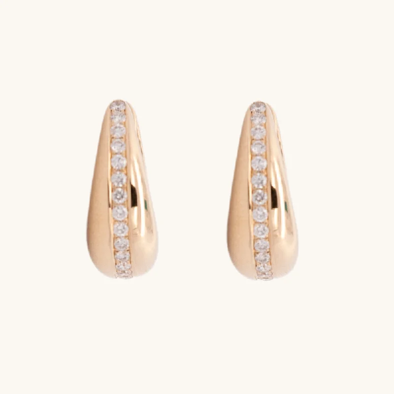 Artistic shape earrings-Artistic shape earrings-Chunky Diamond Huggie Earrings