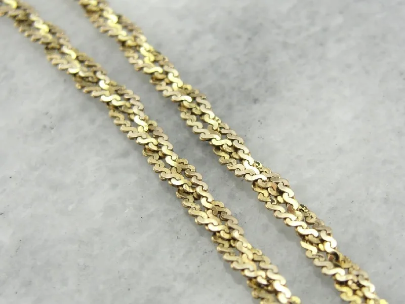 Natural wood necklaces-Fancy Yellow Gold Braided Chain Necklace