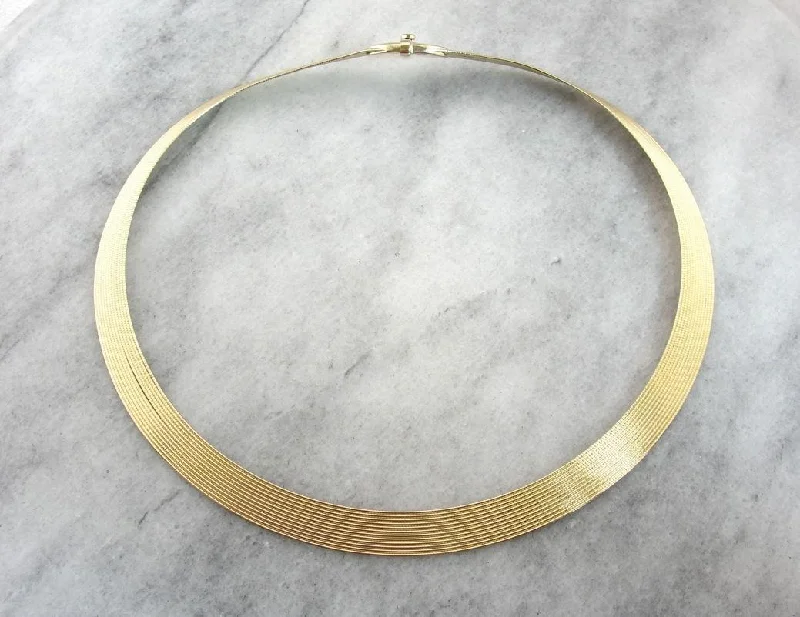 Stone fringe necklaces-Reversible Italian Gold Collar Necklace, Vintage