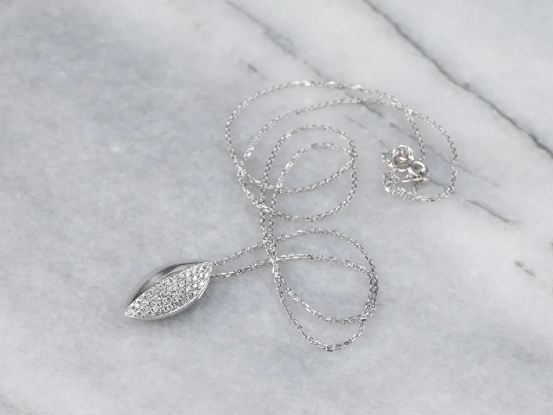 Bird feather necklaces-Minimalist Diamond White Gold Pendant Necklace