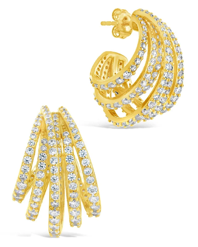 Triple-tier earrings-Triple-tier earrings-Jenny CZ Statement Hoop Earrings