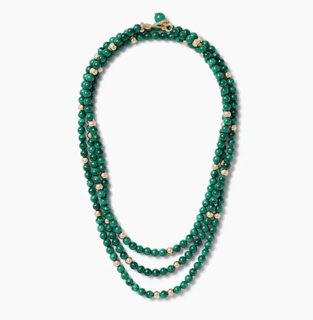 Protective eye necklaces-Necklace - Layered Malachite + Gold