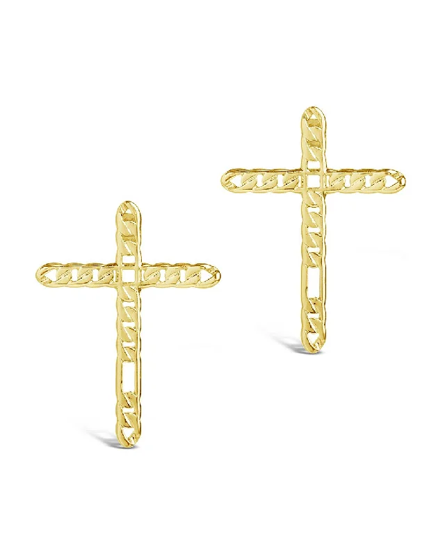 Wide hoop earrings-Wide hoop earrings-Linked Cross Studs