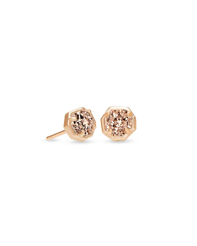 Bead cluster earrings-Bead cluster earrings-Nola Rose Gold Plated Stud Earrings In Rose Gold Drusy by Kendra Scott