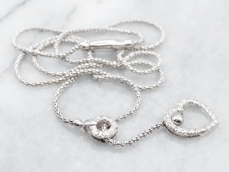 Spring clasp necklaces-White Gold Diamond Heart Necklace