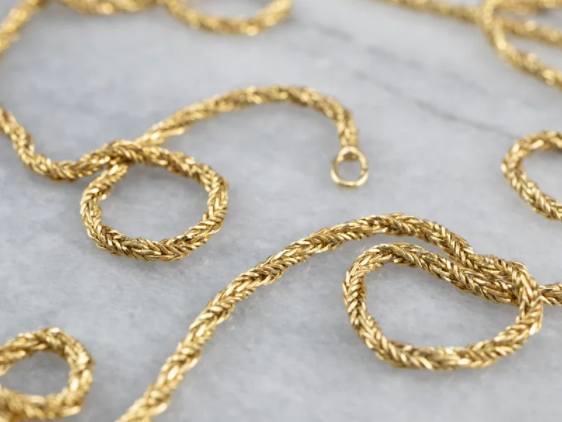 Ruby drop necklaces-18K Gold Twisted Wheat Chain Necklace