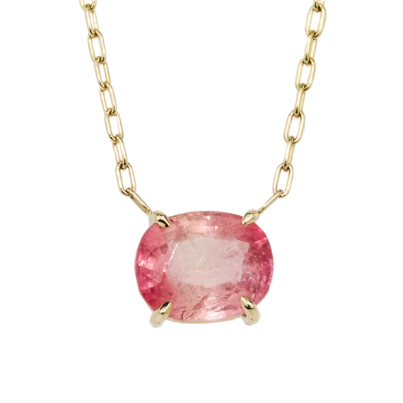 Subtle charm necklaces-Pink Melon Tourmaline Necklace