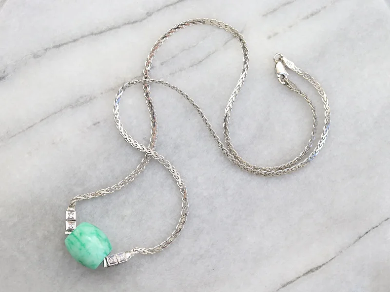 Suede cord necklaces-Beaded Dyed Jade and Diamond Necklace