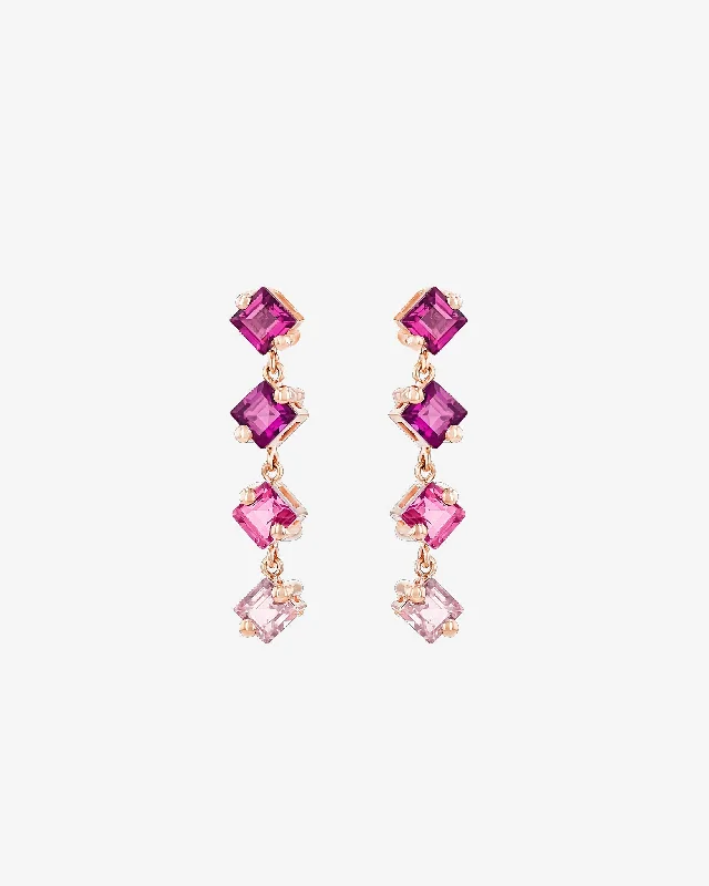 Cord tassel earrings-Cord tassel earrings-Amalfi Princess Cut Purple Ombre Mini Drop Earrings