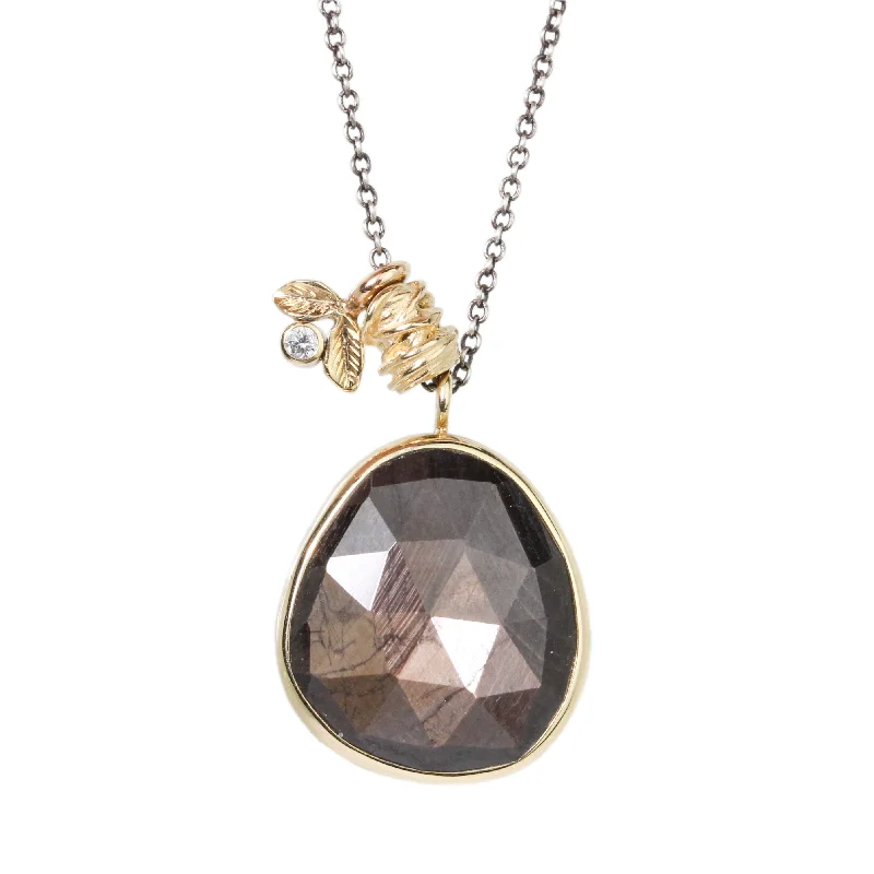 Fluid shape necklaces-Brown Sapphire Necklace