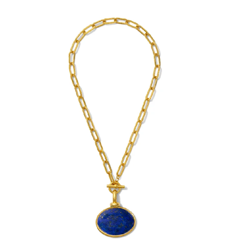 Vertical bar necklaces-Necklace - Diana V. Pendant w/Lapis Drop