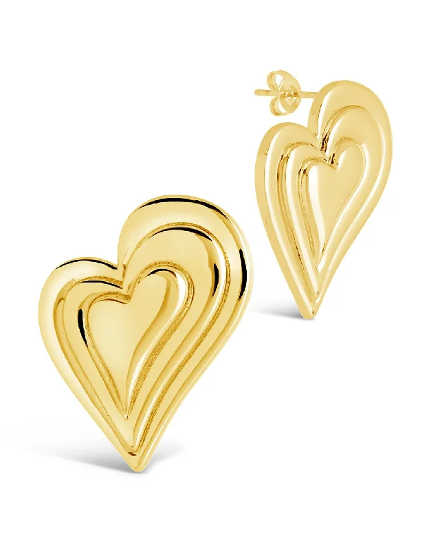 Radiant star earrings-Radiant star earrings-Beating Heart Statement Stud Earrings