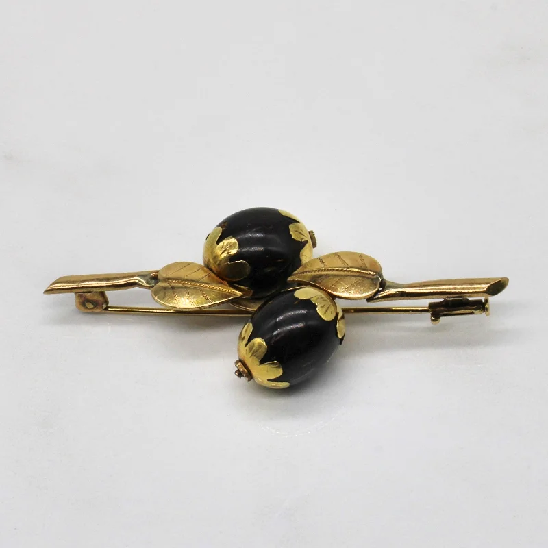 Radiant star brooches-Mid Century Wood Bead Brooch |