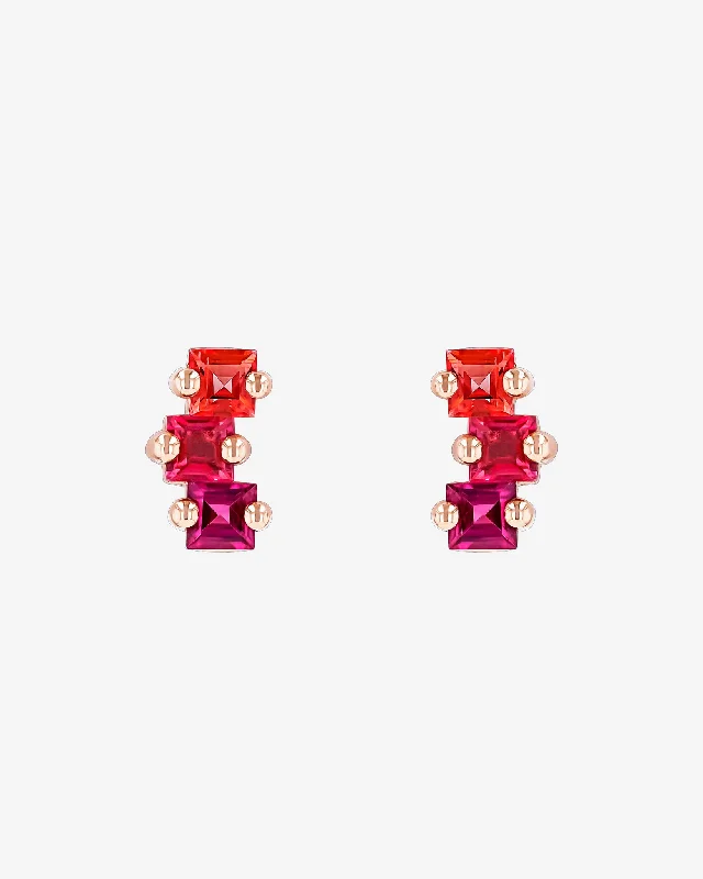 Large statement earrings-Large statement earrings-Cierra Red Ombre Midi Studs