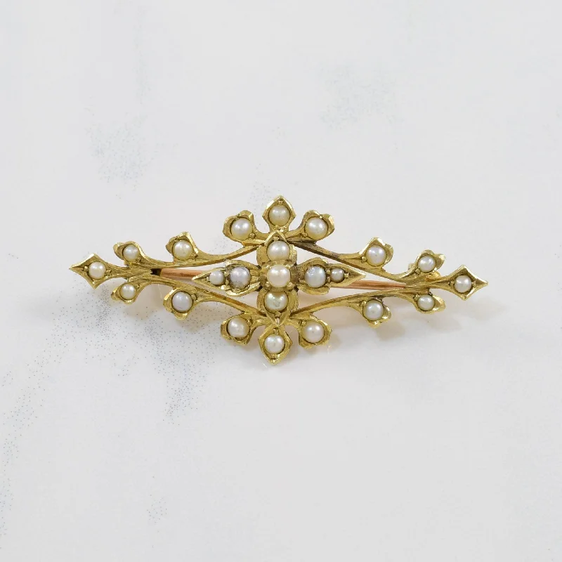 Daisy motif brooches-Victorian Seed Pearl Brooch | 1.00ctw |