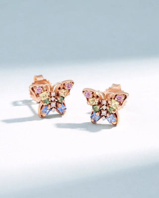 Woven tribal earrings-Woven tribal earrings-Princess Pastel Sapphire Mini Butterfly Studs