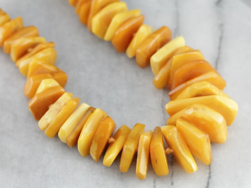 Dual-metal necklaces-Graduated Chunky Amber Beaded Necklace