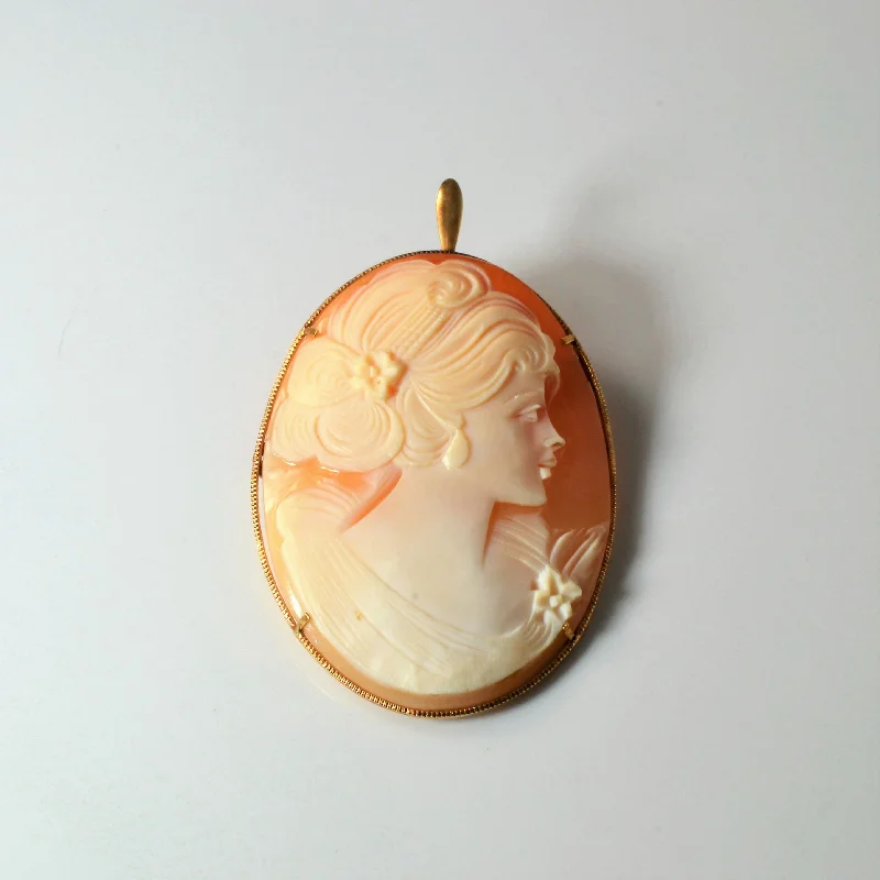 Rustic floral brooches-Cameo Gold Pendant/ Brooch