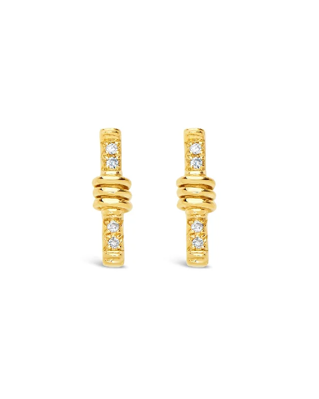 Giant hoop earrings-Giant hoop earrings-14K Gold Wrapped Diamond Bar Stud Earrings