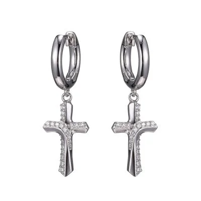 Ethnic bead earrings-Ethnic bead earrings-Sterling Silver Cross Earrings by ELLE