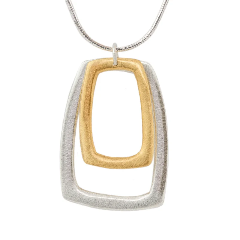 Aged silver necklaces-Double Rectangle Necklace