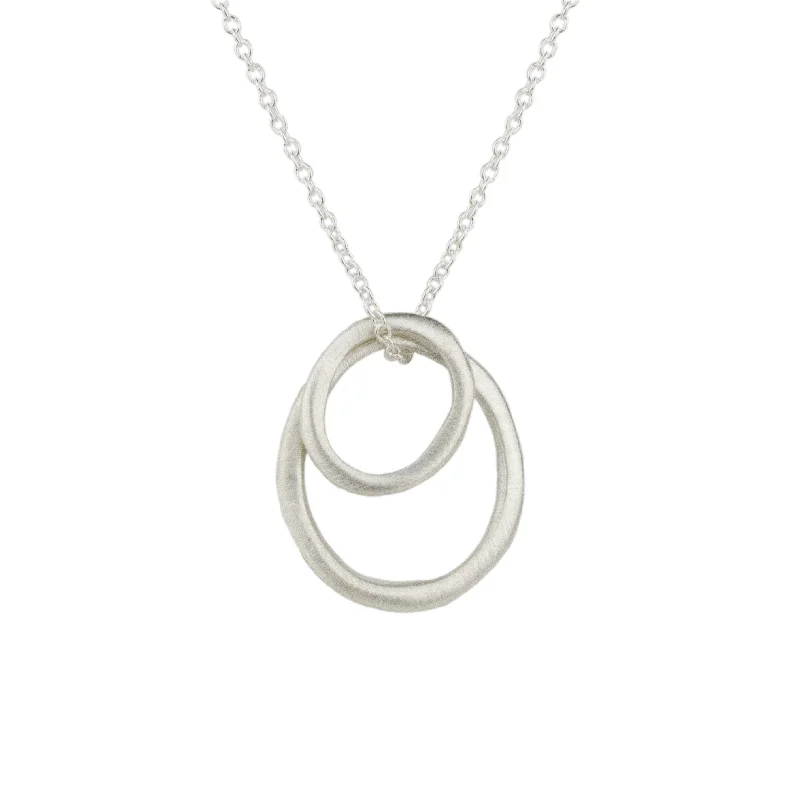 Linked chain necklaces-Two tiny Circle Necklace