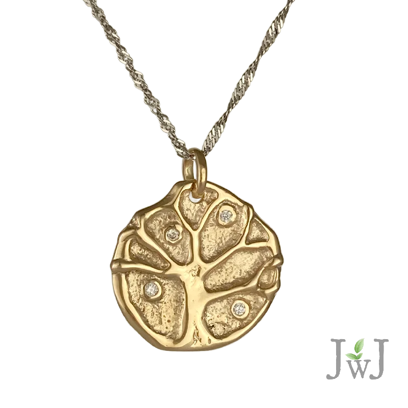 Fringe charm necklaces-Tree of Life Gold Pendant