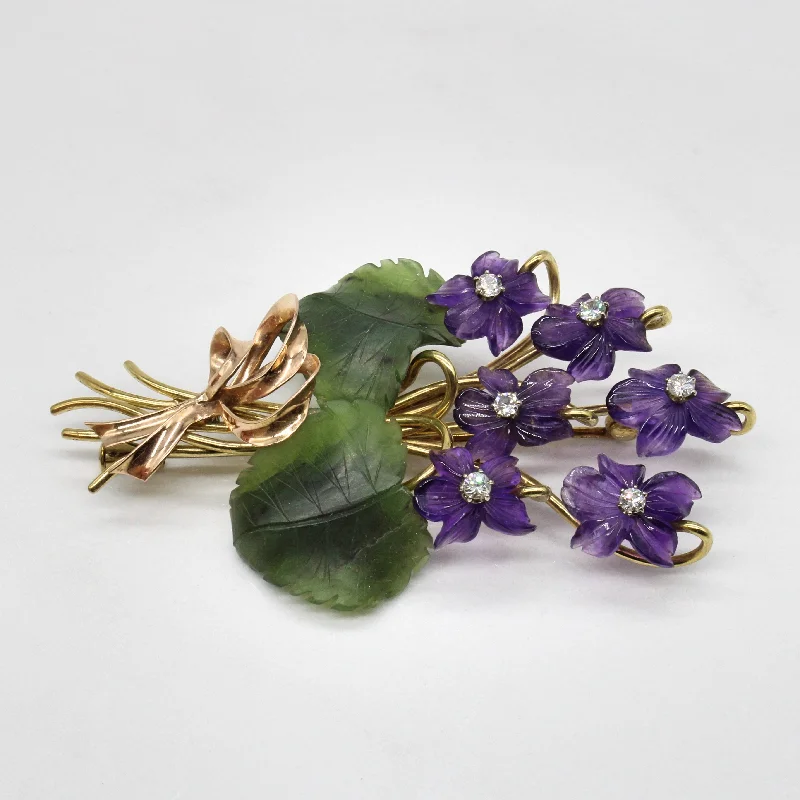 Sleek pin brooches-1930s Multi Gem Bouquet Brooch | 23.35ctw |