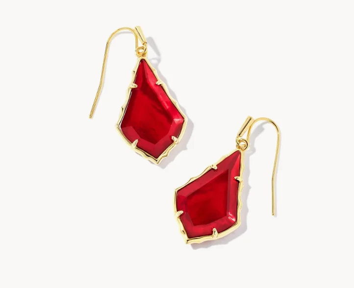 Fluid shape earrings-Fluid shape earrings-Alex Gold Small Faceted Drop Earrings Cranberry Illusion by Kendra Scott